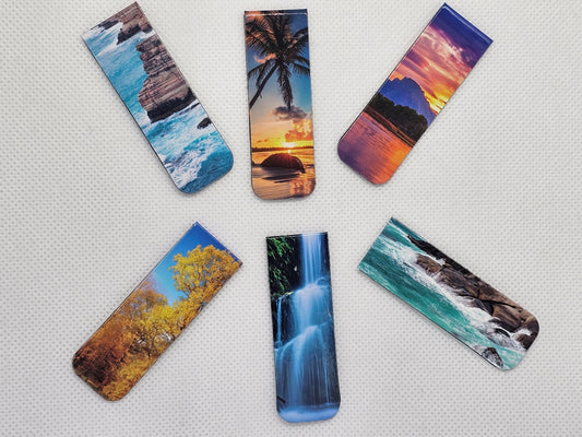 Beautiful Scenic magnetic bookmarks, pack of 3 (various designs)